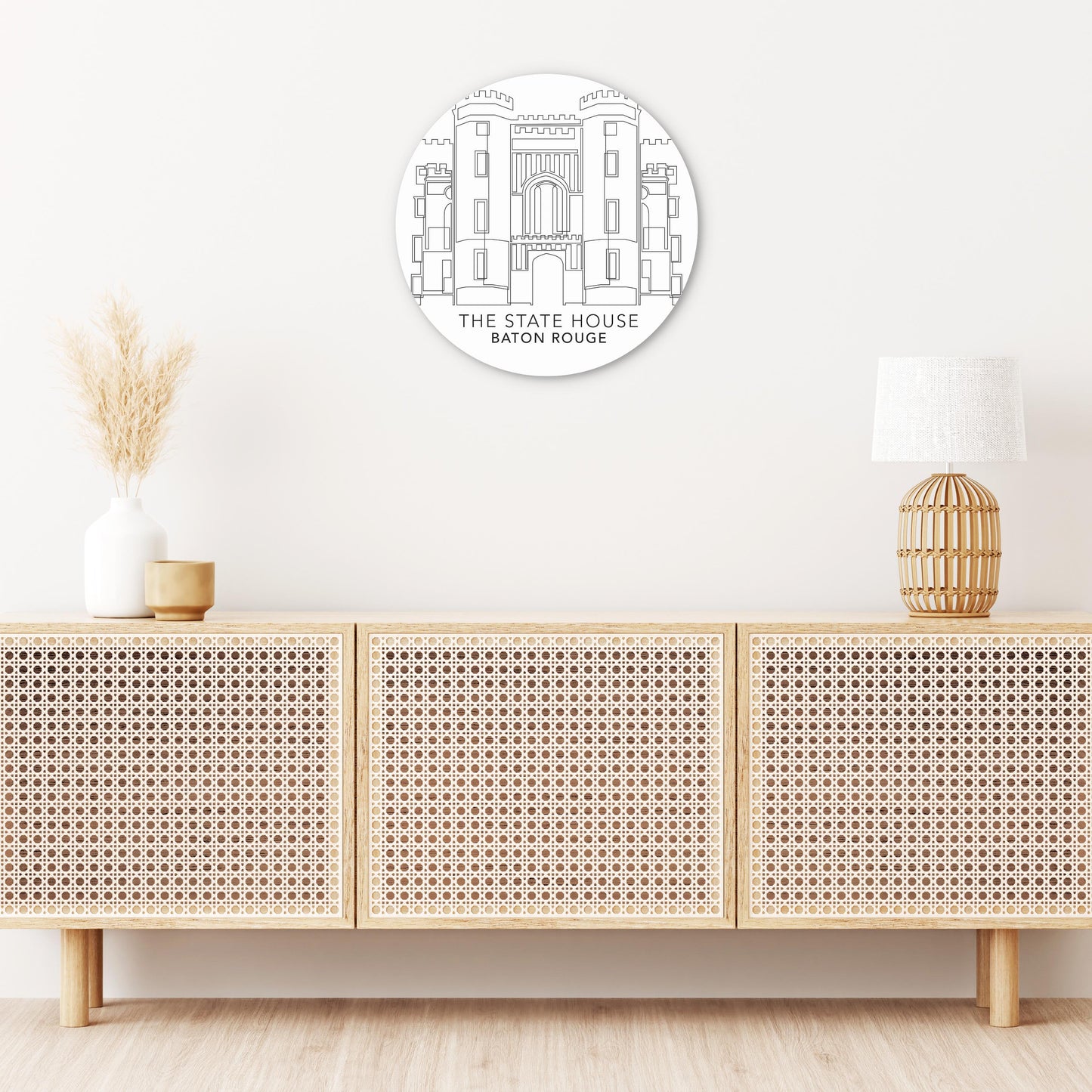 Minimalistic Baton Rouge State House | Wood Sign | Eaches | Min 1