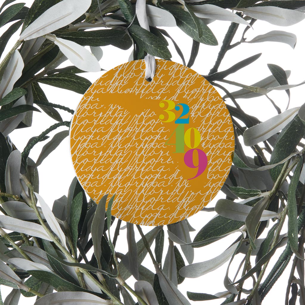Bright Modern State Script Orange Florida Panama | Wood Ornament | Eaches | Min 6