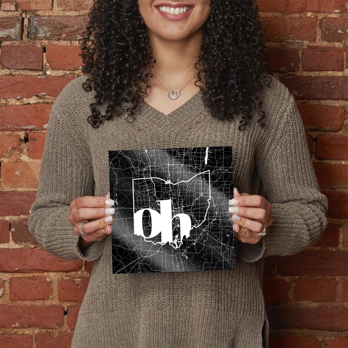 Black And White Abbreviated State Map Black Ohio Columbus | Hi-Def Glass Art | Eaches | Min 2