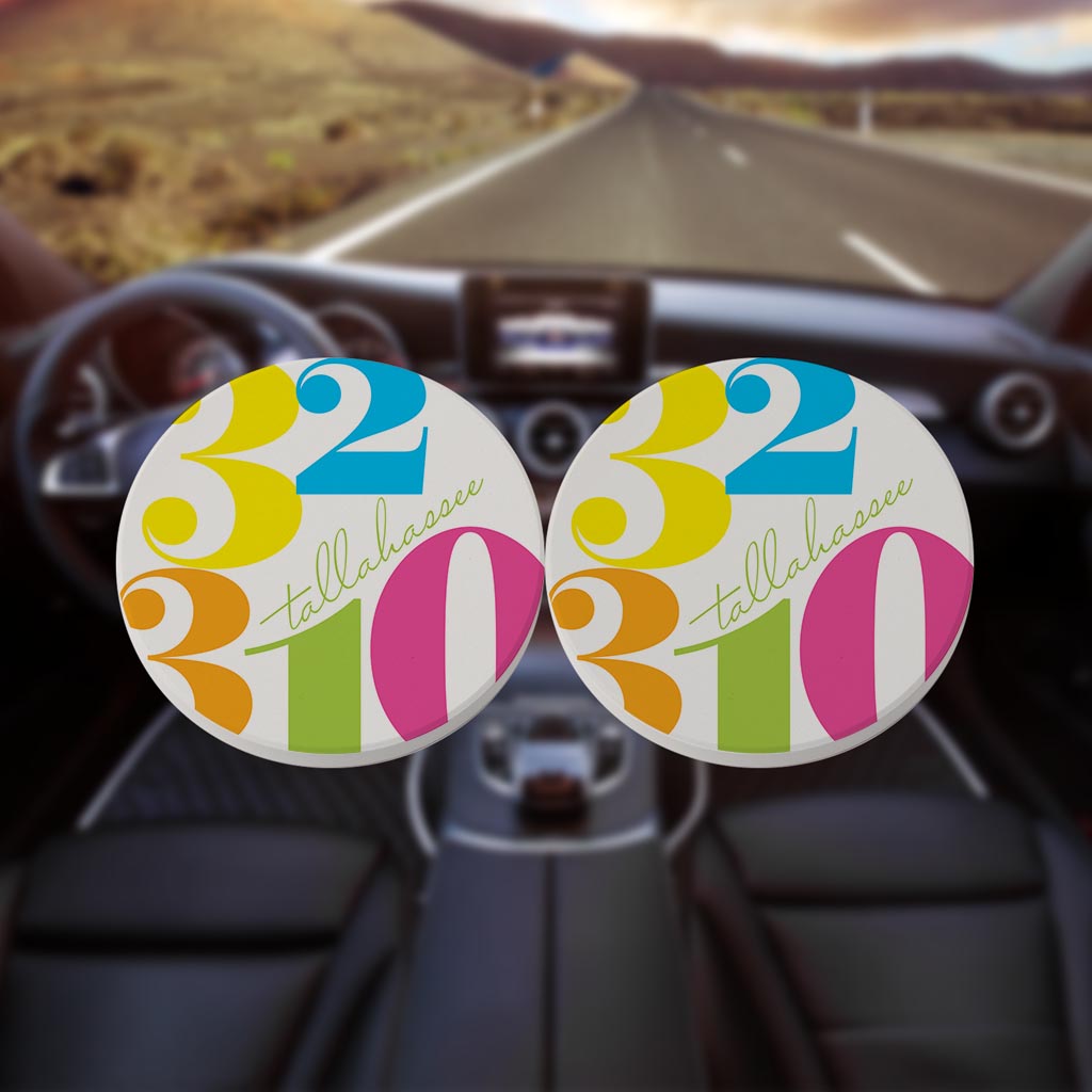 Bright Modern Color Block City Zip Florida Tallahassee | Absorbent Car Coasters | Set of 2 | Min 4