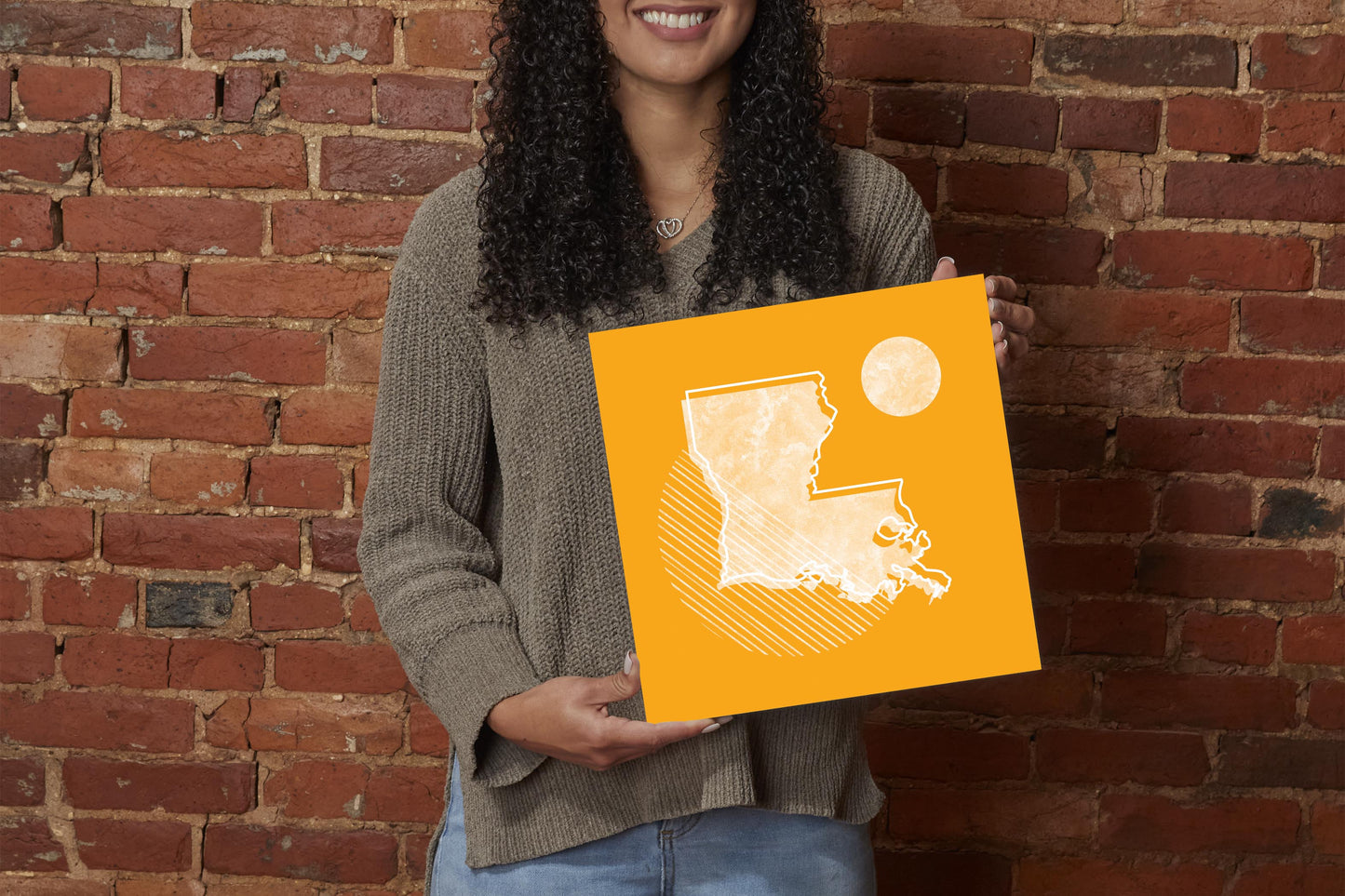 Bright Modern Geometric On Orange Louisiana | Wood Sign | Eaches | Min 2