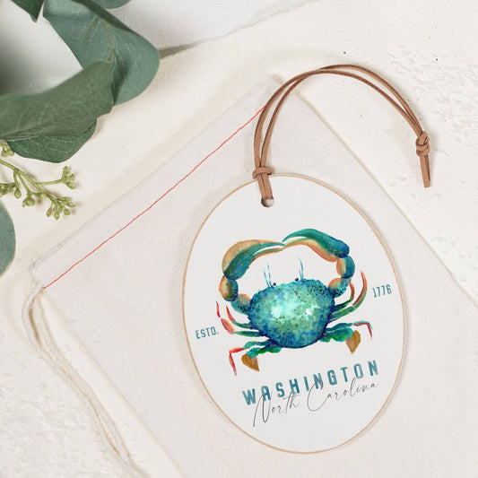 Oval Ornament, Blue Crab Custom, City State, Wooden Ornament