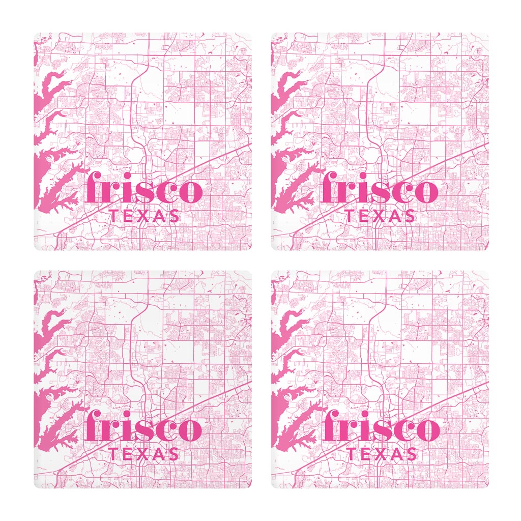 Bright Modern Pink Map Texas Frisco