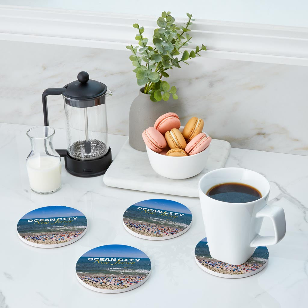 Beach Day Round Coaster| Absorbent Coasters | Set of 4 | Min 2