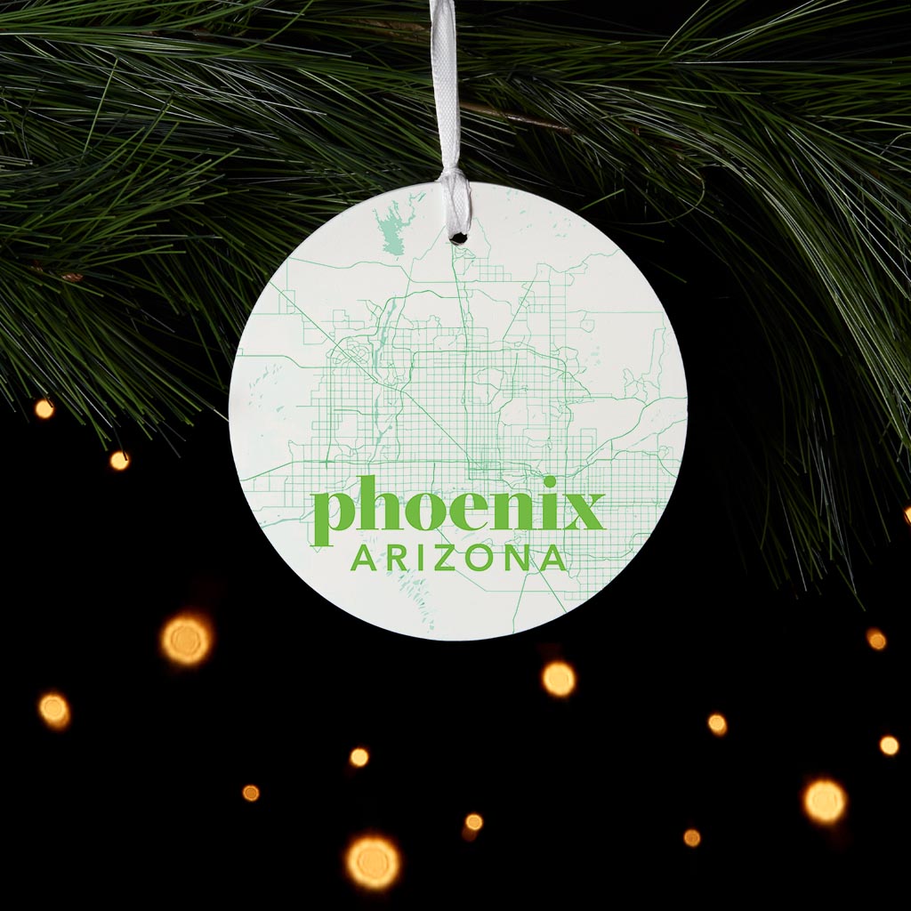 Bright Modern Green Map Arizona Phoenix | Wood Ornament | Eaches | Min 6