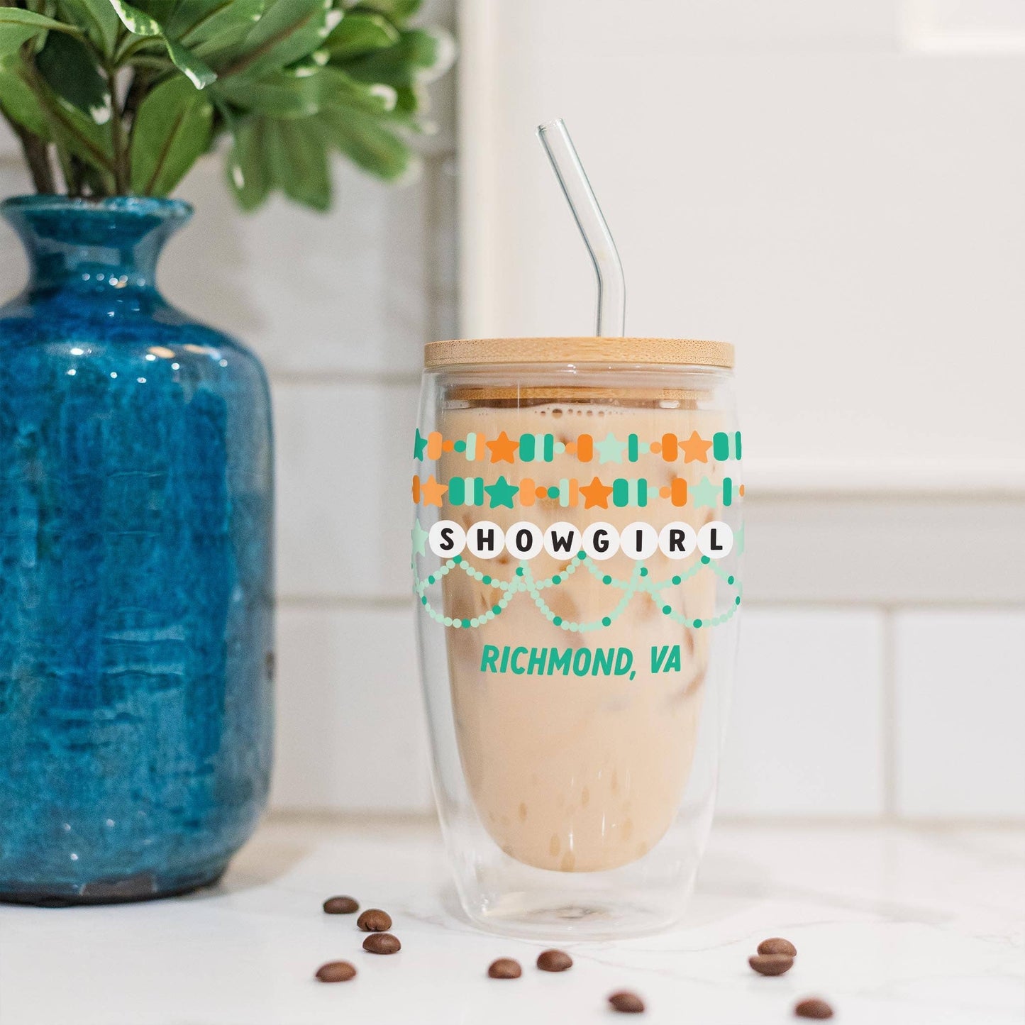 16oz Double Insulated Glass Tumbler-Love+Local Showgirl