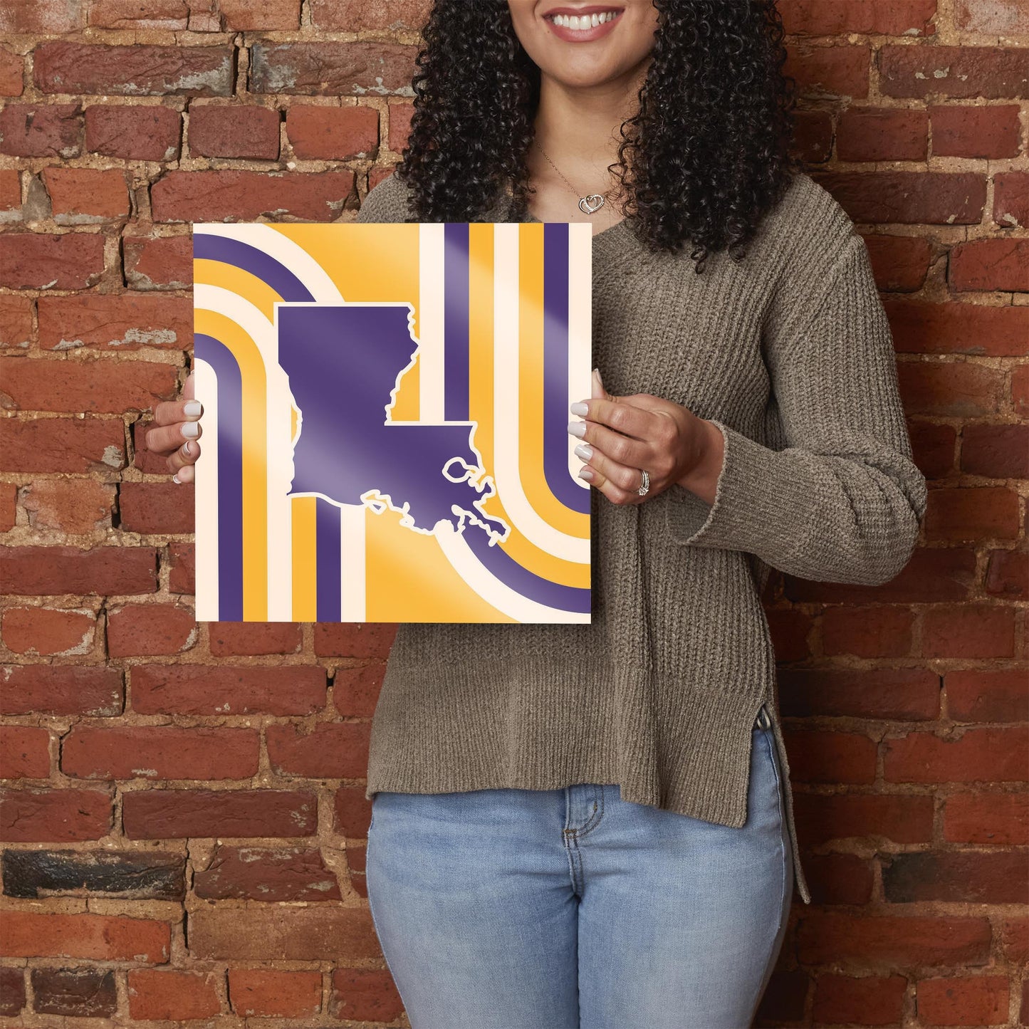 Purple Gold Louisiana Retro State Shape | Hi-Def Glass Art | Eaches | Min 1