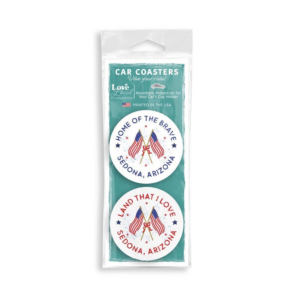 Custom Car Coaster, Patriotic, Small Gift, American Flag