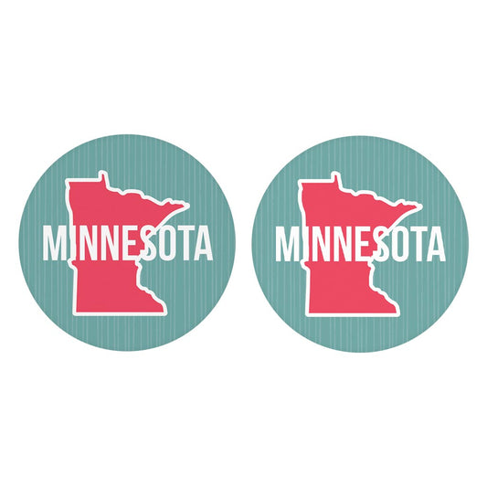 Boho Color State On Blue Minnesota | Absorbent Car Coasters | Set of 2 | Min 4
