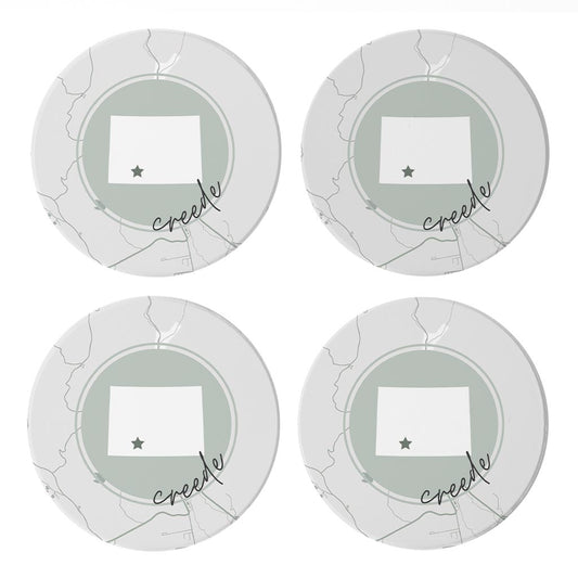 Vintage Groove State Star Map Colorado Creede| Absorbent Coasters | Set of 4 | Min 2