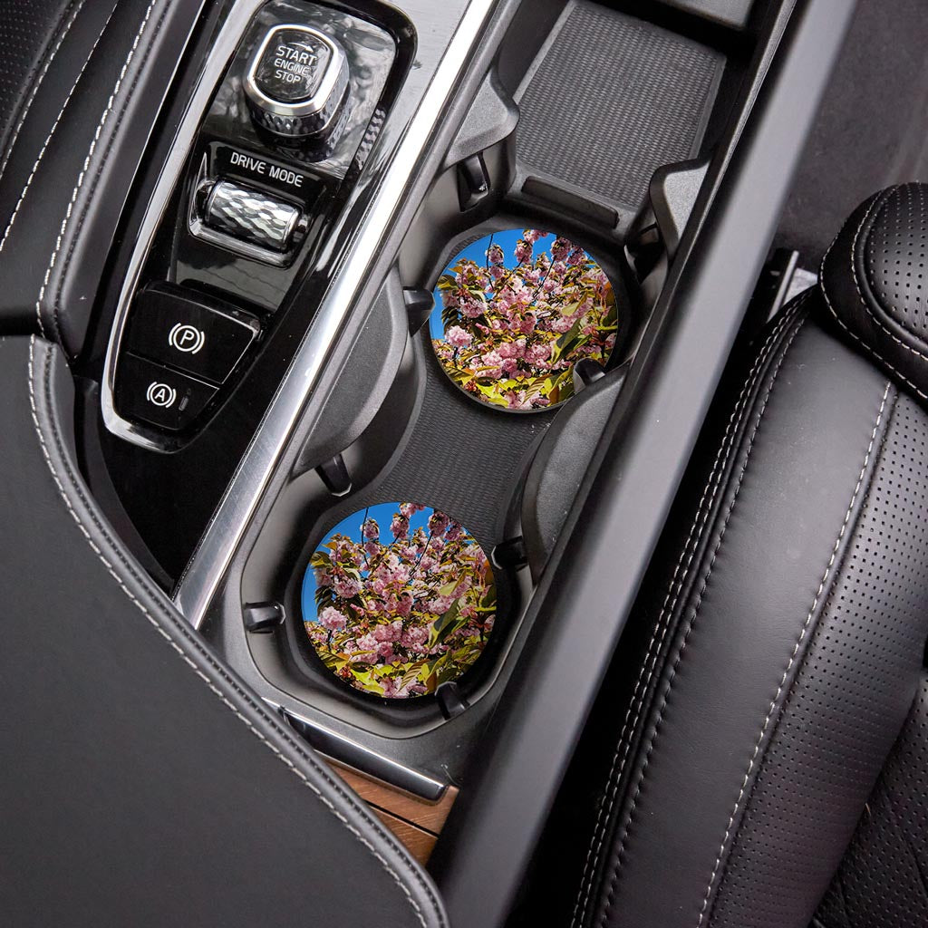 Monokian Cherry Blossoms | Absorbent Car Coasters | Set of 2 | Min 4