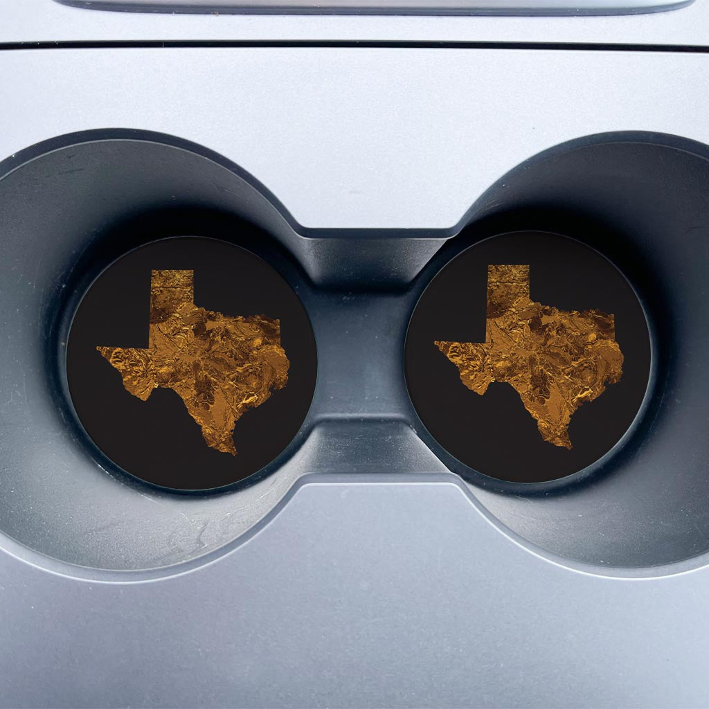 Texas State Shape Copper | Absorbent Car Coasters | Set of 2 | Min 4