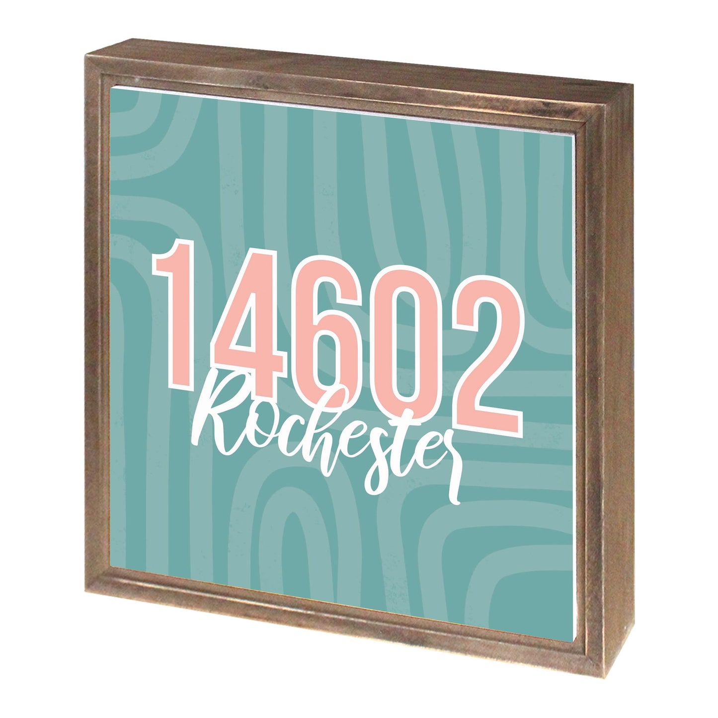 Boho Color City Zip On Blue New York Rochester | Wood Sign | Eaches | Min 1