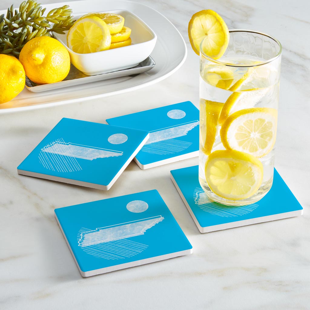 Bright Modern Geometric On Blue Tennessee | Absorbent Coasters | Set of 4 | Min 2