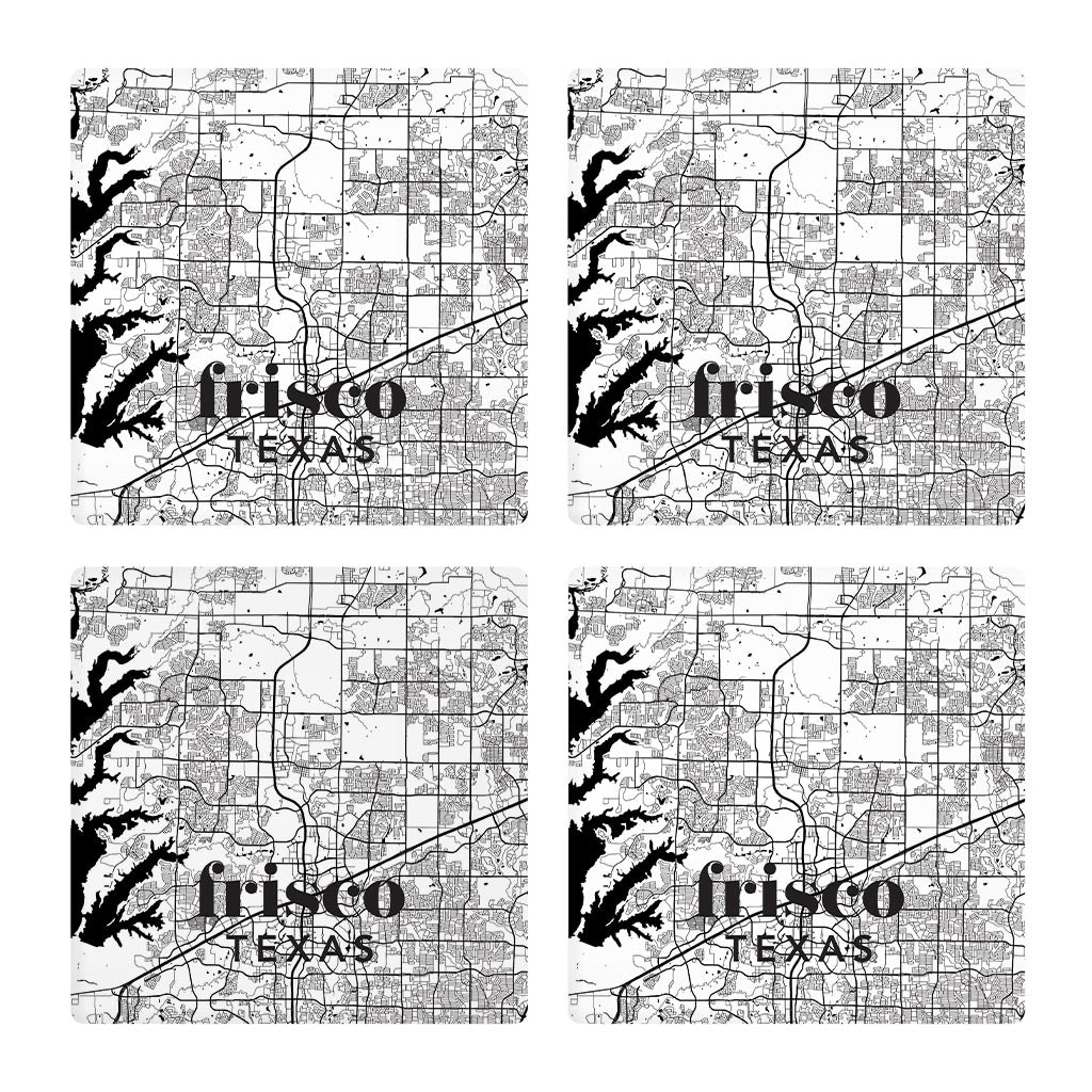 Black and White White Map Texas Frisco