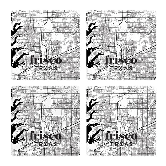 Black and White White Map Texas Frisco