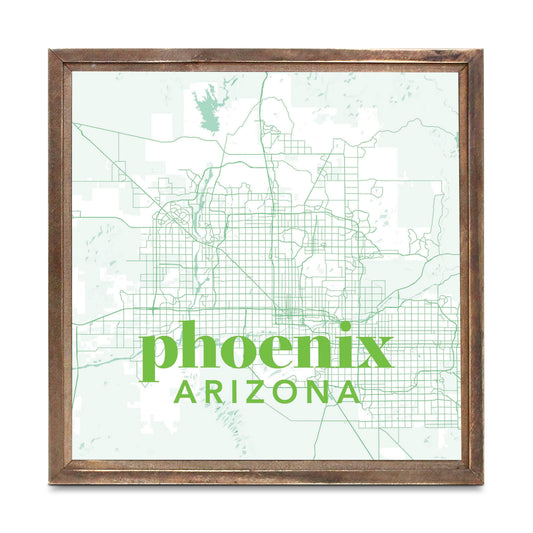 Bright Modern Green Map Arizona Phoenix | Wood Sign | Eaches | Min 1
