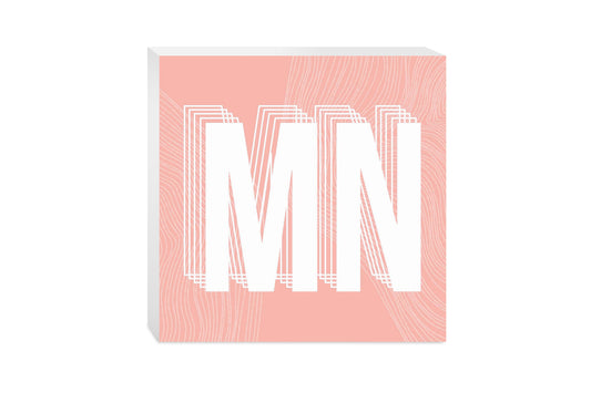 Boho Color Abbreviated On Pink Minnesota | Wood Block | Eaches | Min 2