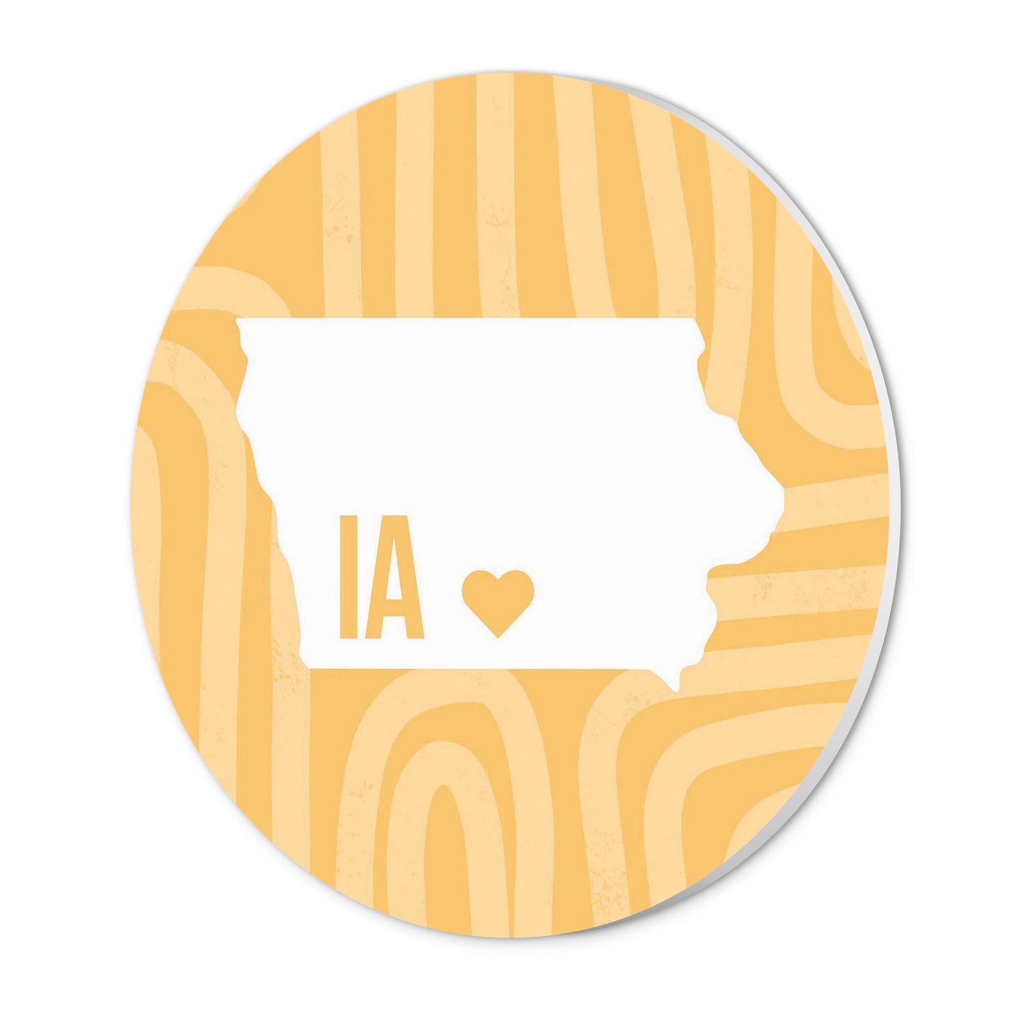 Boho Color Heart State On Yellow Iowa | Wood Sign | Eaches | Min 1