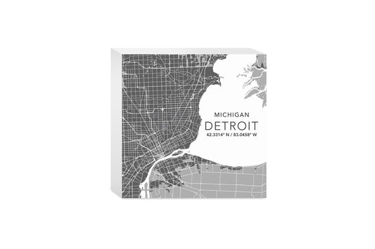 Grey Detroit Michigan Map & Coordinates | 5x5