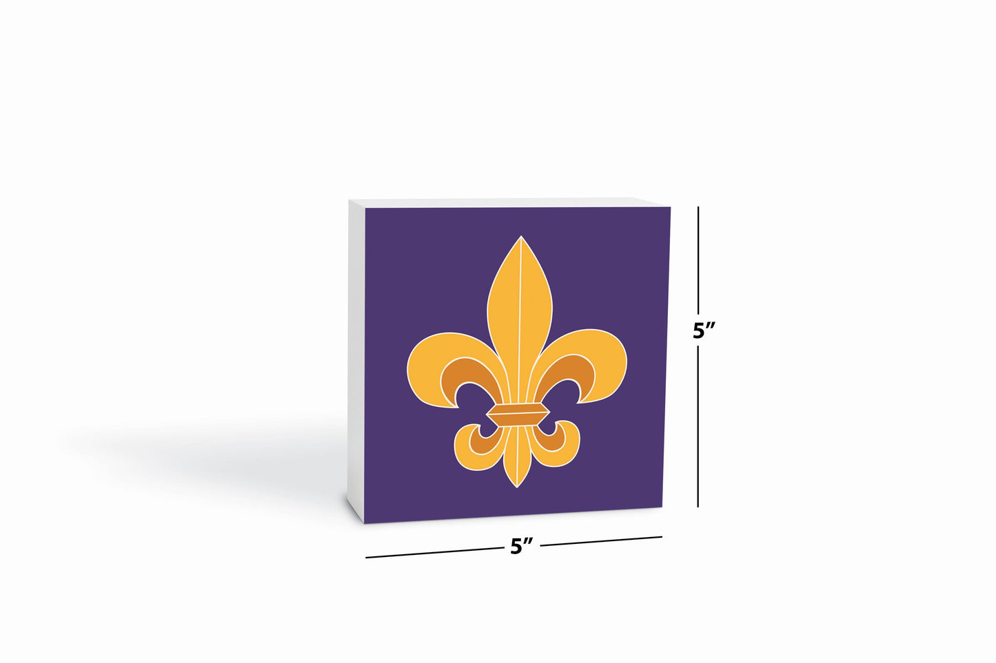 Purple Gold Louisiana Fleur De Lis | Wood Block | Eaches | Min 4
