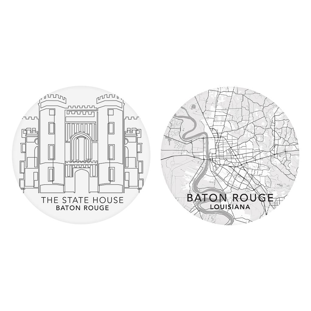 Minimalistic Baton Rouge Set | Absorbent Car Coasters | Set of 2 | Min 4