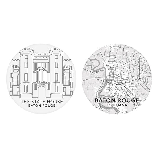 Minimalistic Baton Rouge Set | Absorbent Car Coasters | Set of 2 | Min 4