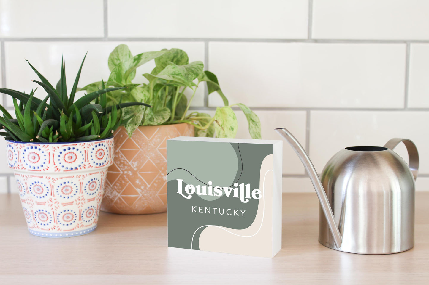 Vintage Groove Fluid Green Kentucky Louisville | Wood Block | Eaches | Min 4