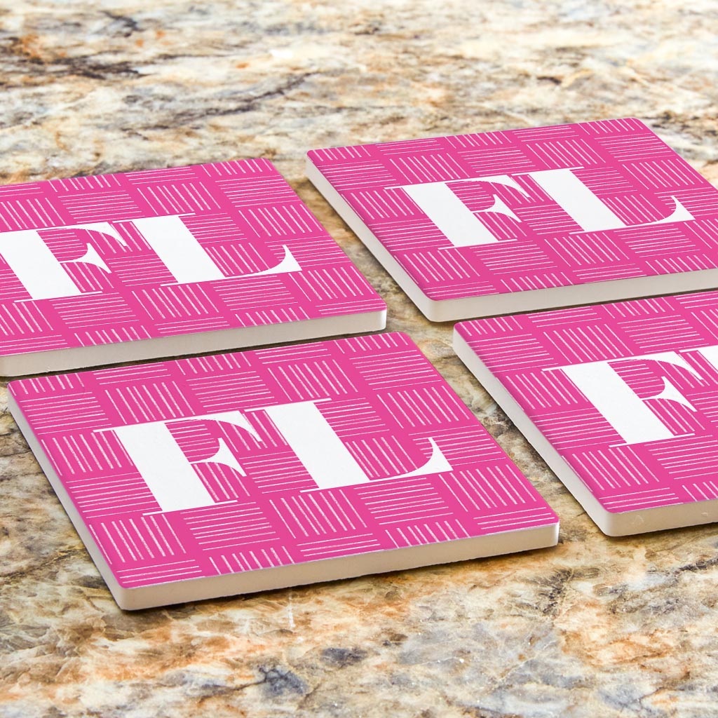Bright Modern Abbreviated On Pink Florida | Absorbent Coasters | Set of 4 | Min 2