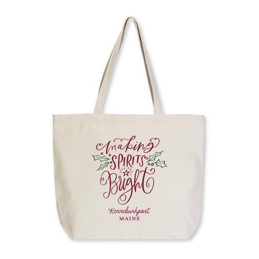 Tote Bag Natural Canvas-Love + Local Winterberry