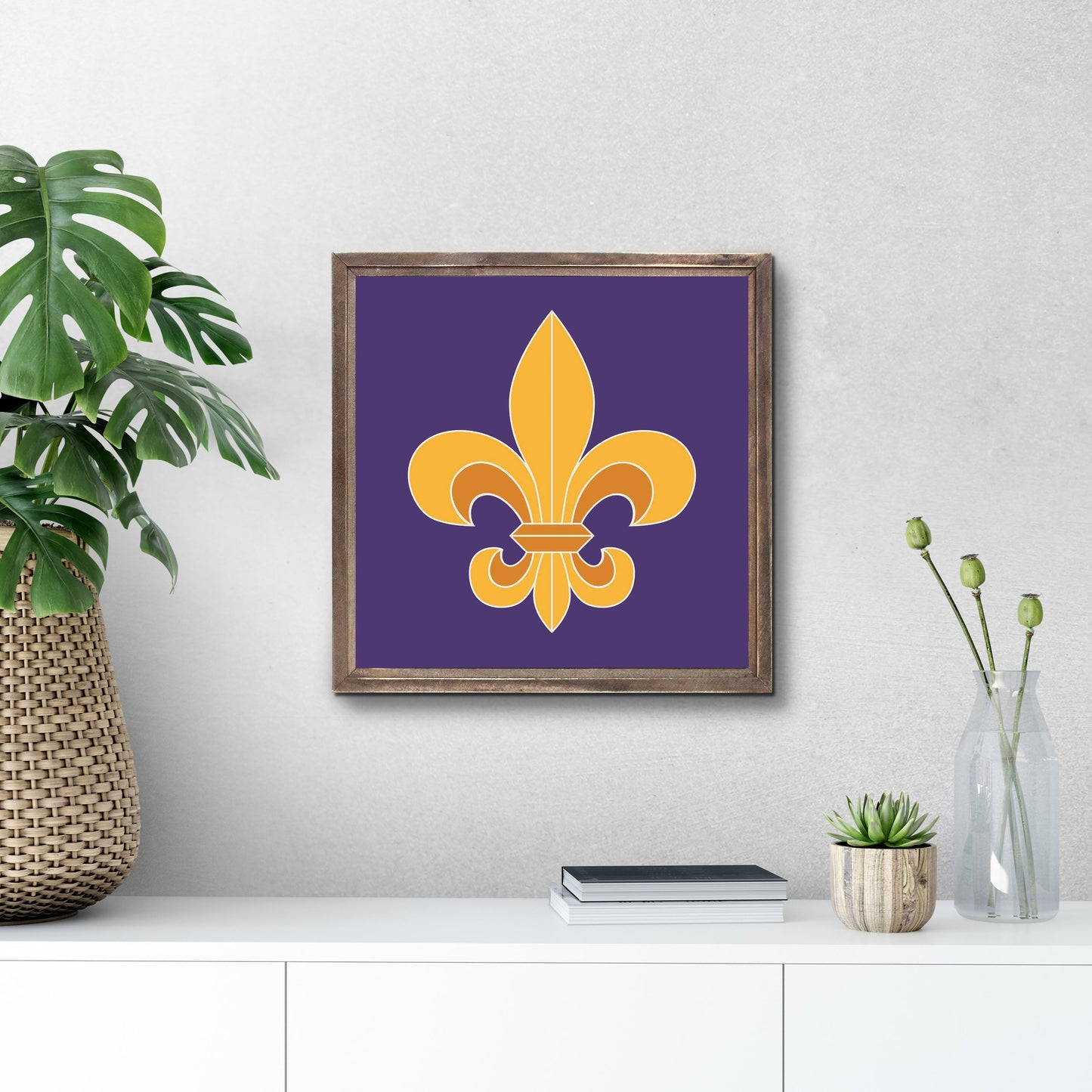 Purple Gold Louisiana Fleur De Lis | Wood Sign | Eaches | Min 1