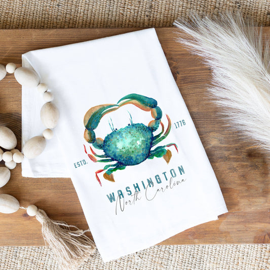 Custom Blue Crab Art Kitchen Towel – Perfect for Home Décor