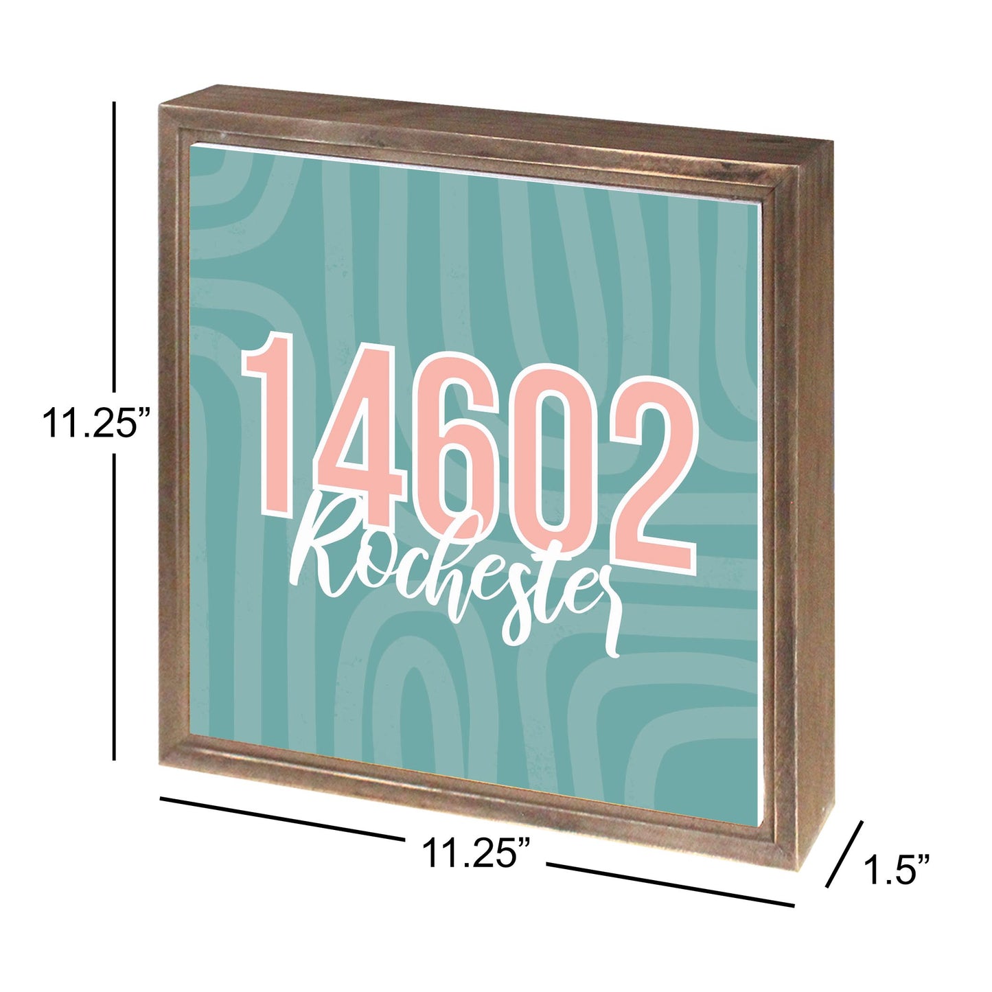 Boho Color City Zip On Blue New York Rochester | Wood Sign | Eaches | Min 1