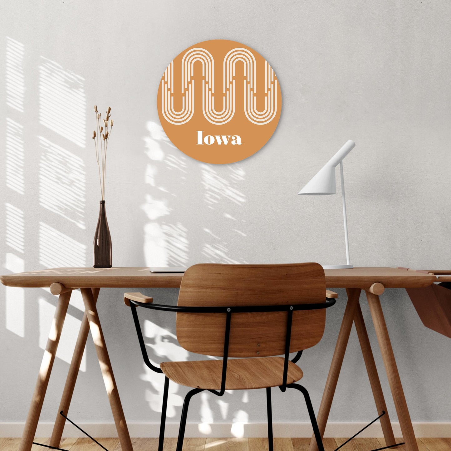 Vintage Groove Yellow Wave Lines Iowa | Wood Sign | Eaches | Min 1