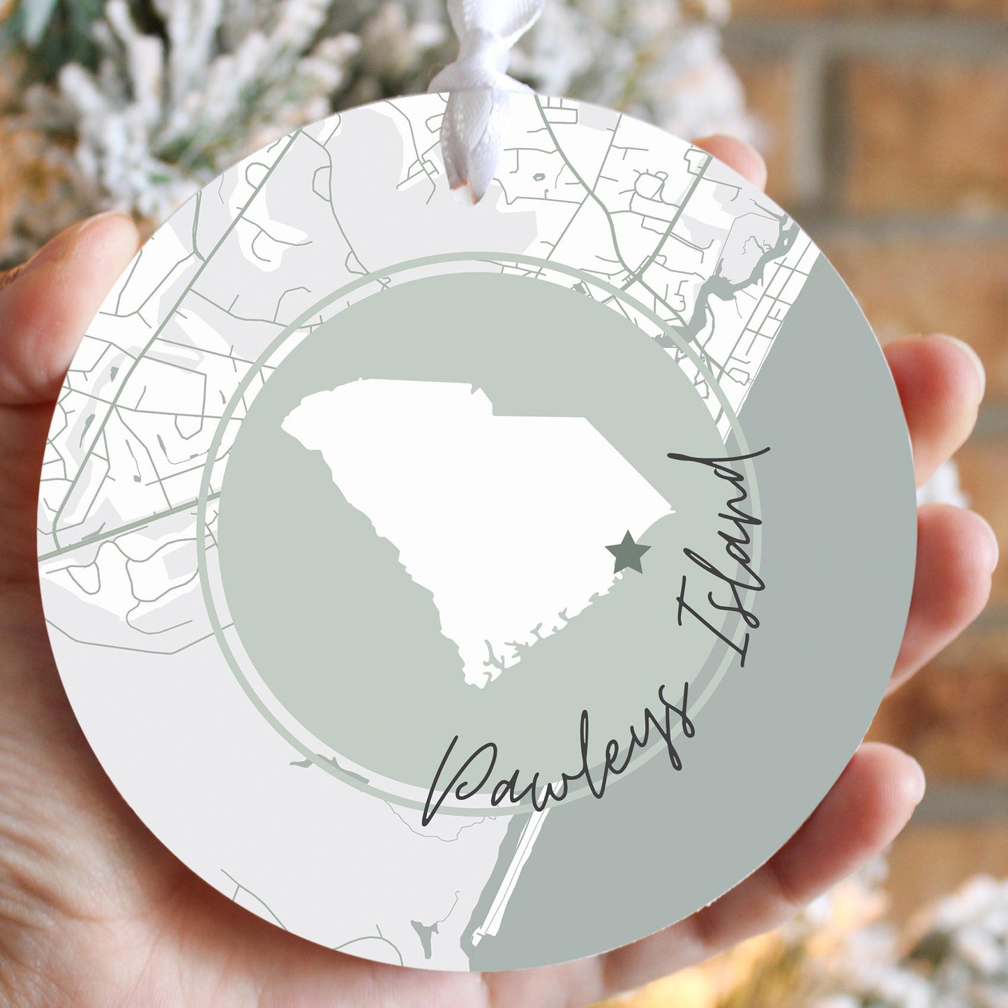 Vintage Groove State Star Map Pawleys Island | 4x4