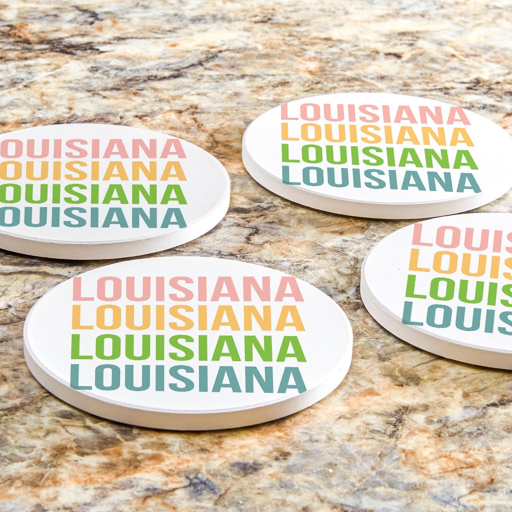 Boho Color Repeated State Name Louisiana | Absorbent Coasters | Set of 4 | Min 2