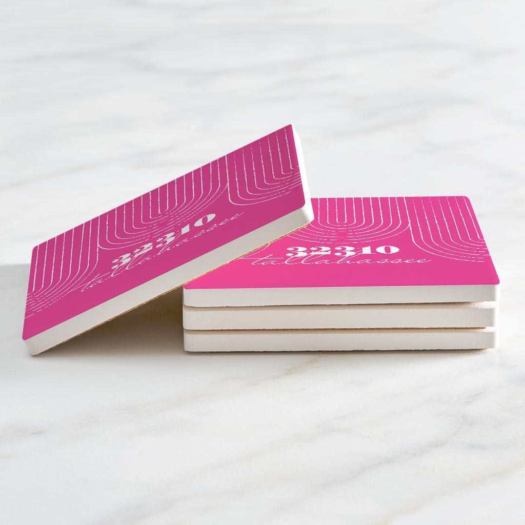Bright Modern City Zip On Pink Florida Tallahassee | Absorbent Coasters | Set of 4 | Min 2