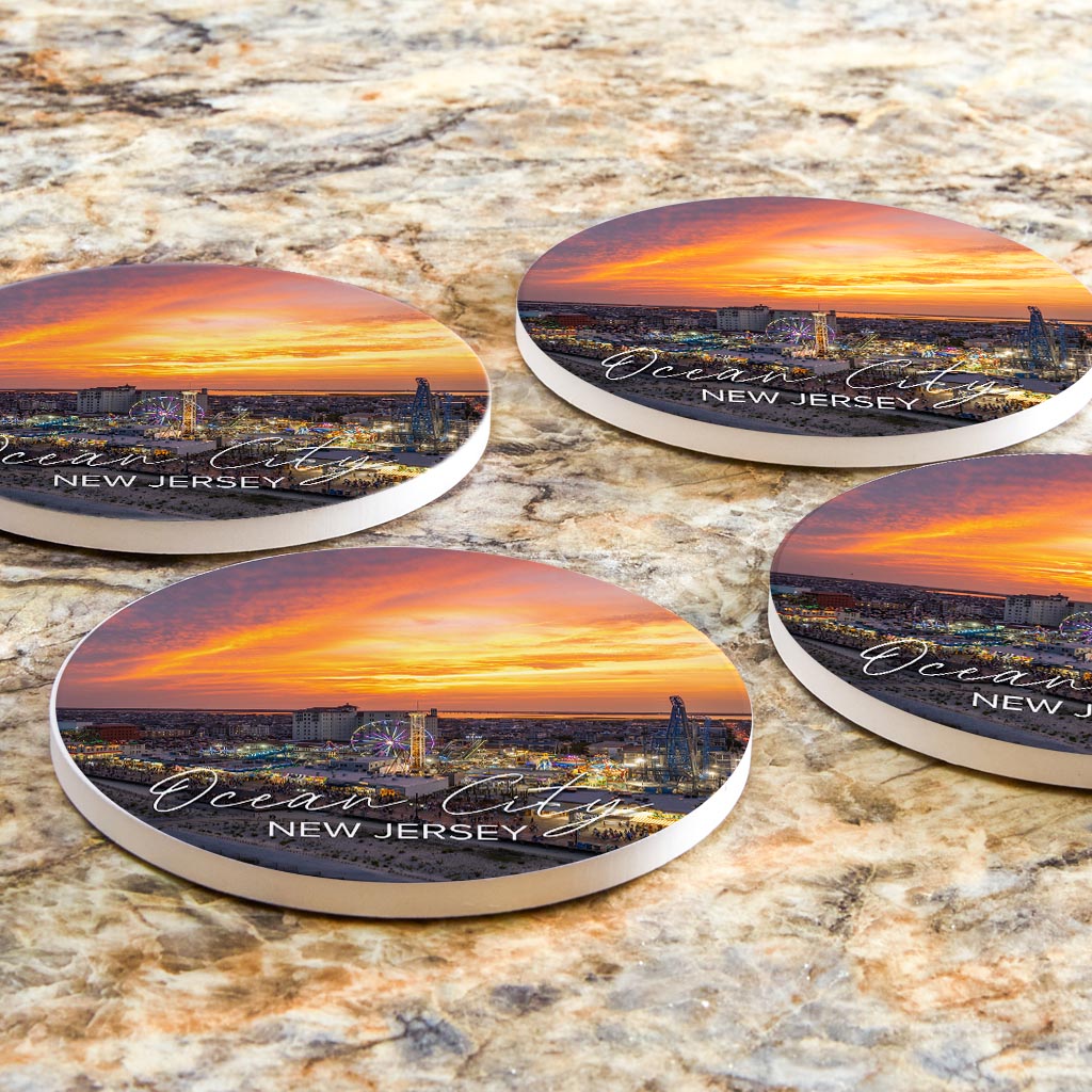 Playland Sunset Round Coaster | Absorbent Coasters | Set of 4 | Min 2