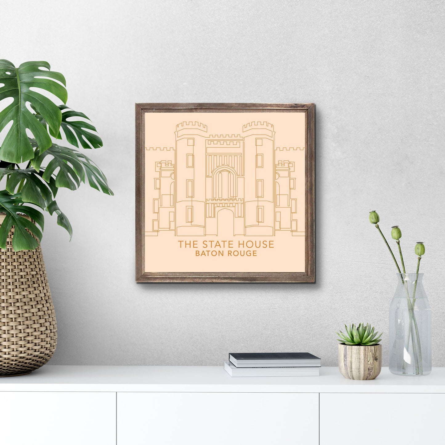 Minimalistic Baton Rouge State House Colorful | Wood Sign | Eaches | Min 1