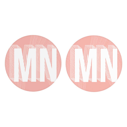 Boho Color Abbreviated On Pink Minnesota| Absorbent Car Coasters | Set of 2 | Min 4