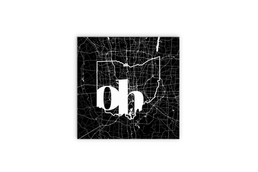 Black And White Abbreviated State Map Black Ohio Columbus | Wood Sign | Eaches | Min 2
