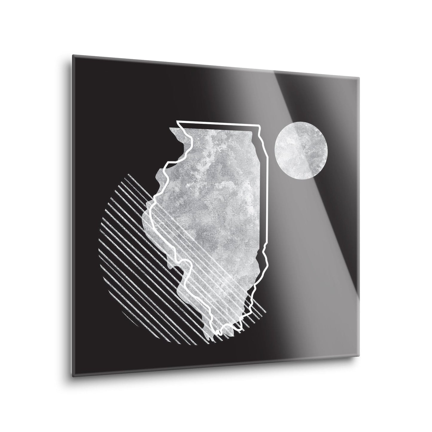 Black And White Geometric On Black Illinois| Hi-Def Glass Art | Eaches | Min 1