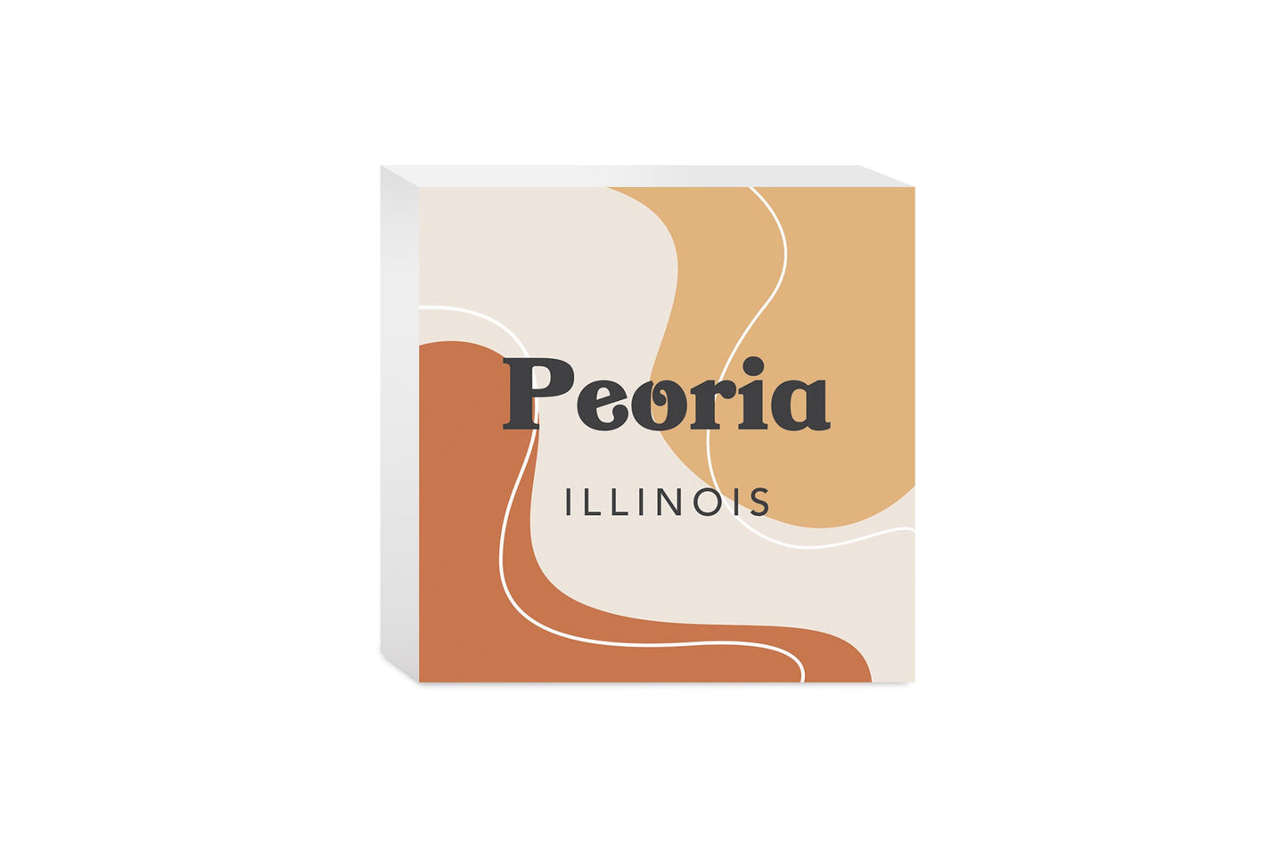 Vintage Groove Fluid Orange Illinois Peoria| Wood Block | Eaches | Min 4