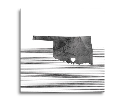 Minimalistic B&W Ardmore Ok Heart Straight State | Hi-Def Glass Art | Eaches | Min 2