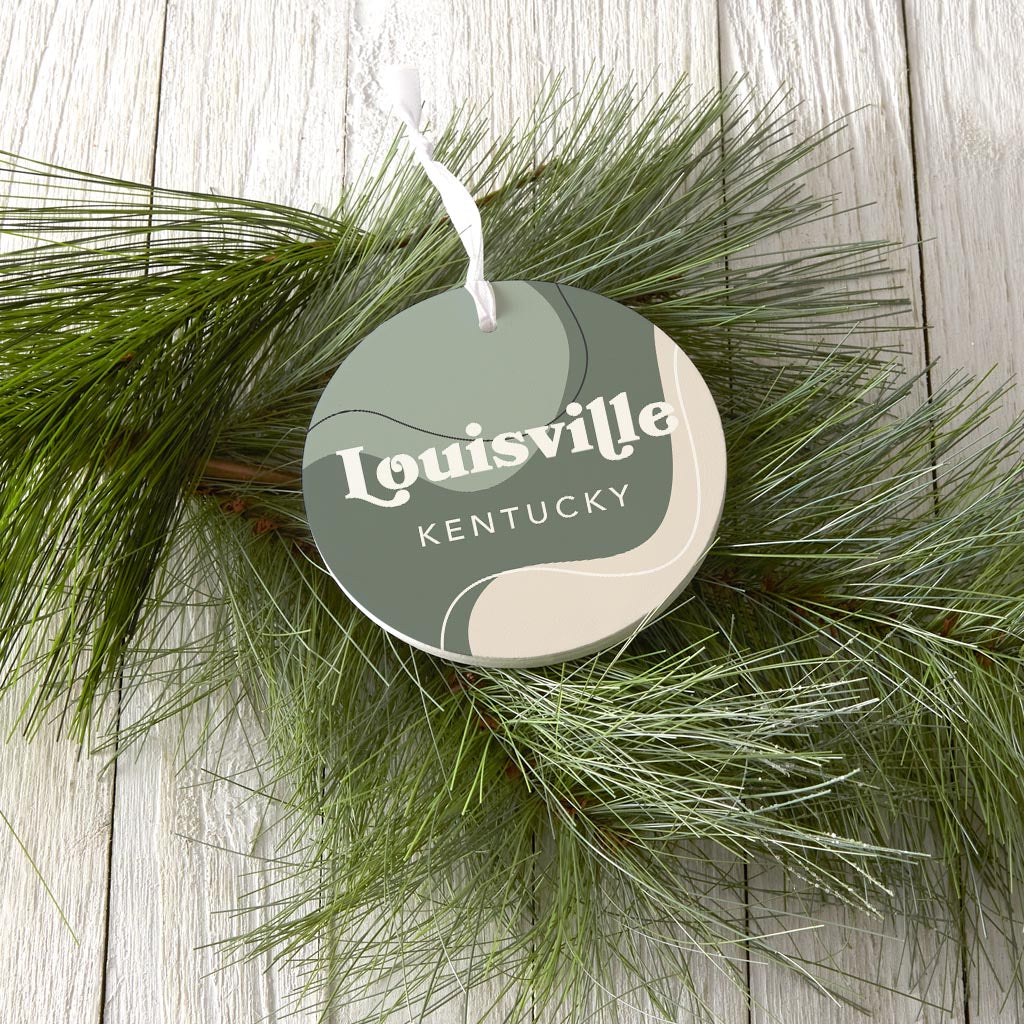 Vintage Groove Fluid Green Kentucky Louisville | Wood Ornament | Eaches | Min 6