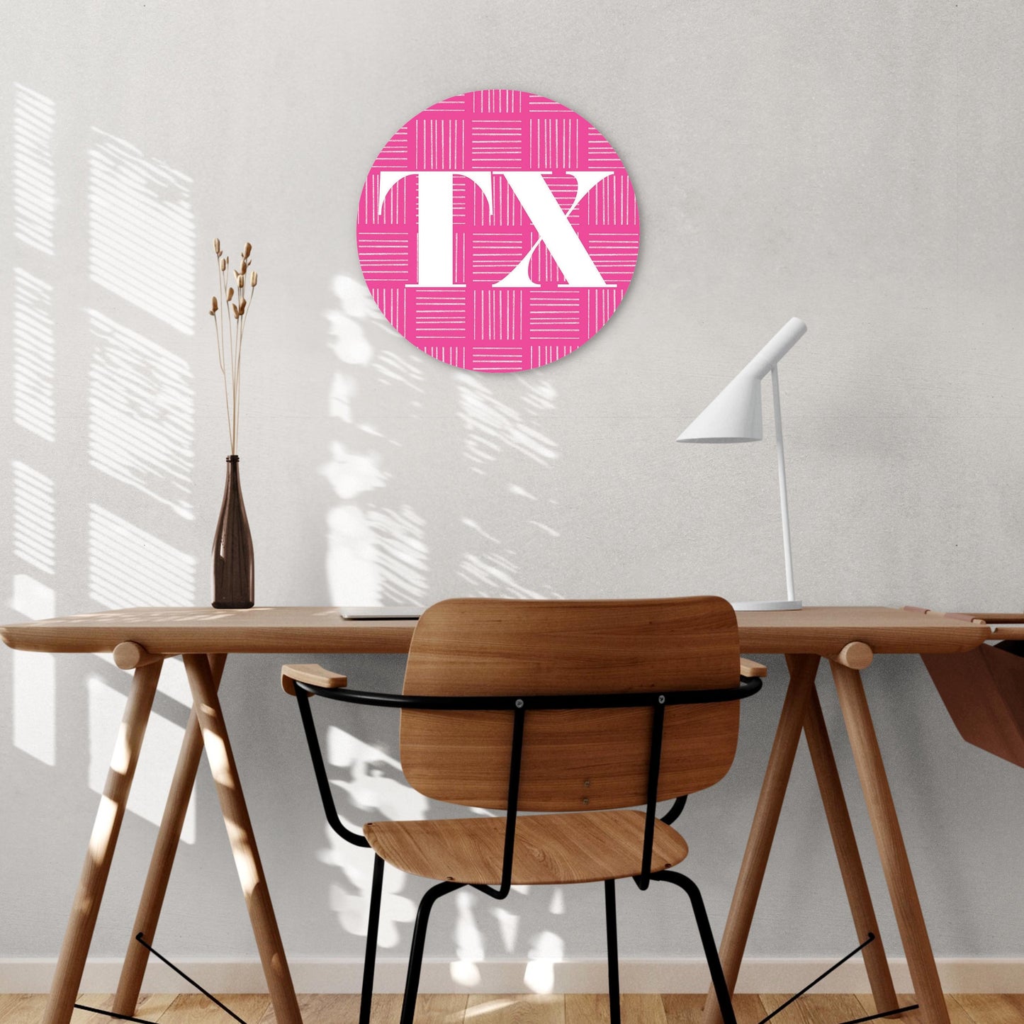 Bright Modern Abbreviated On Pink Texas | Wood Sign | Eaches | Min 1
