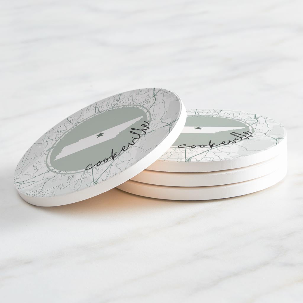 Vintage Groove Half Circle Cookeville Tennessee | Absorbent Coasters | Set of 4 | Min 2