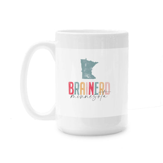 15oz Coffee Mug White-Watercolor City Brainerd Minnesota