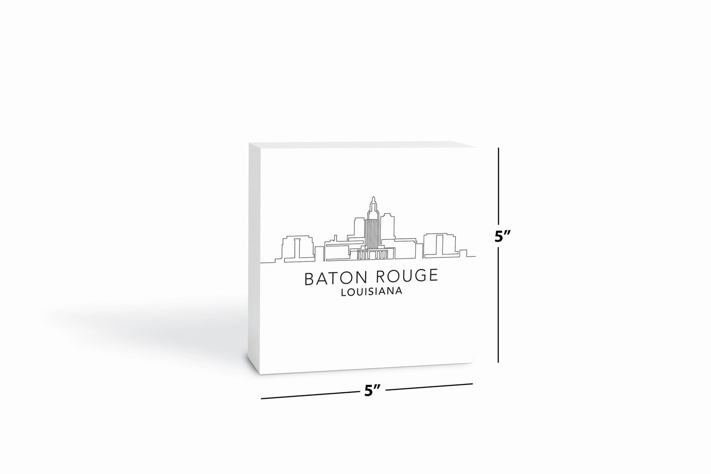 Minimalistic Baton Rouge Skyline | Wood Block | Eaches | Min 4