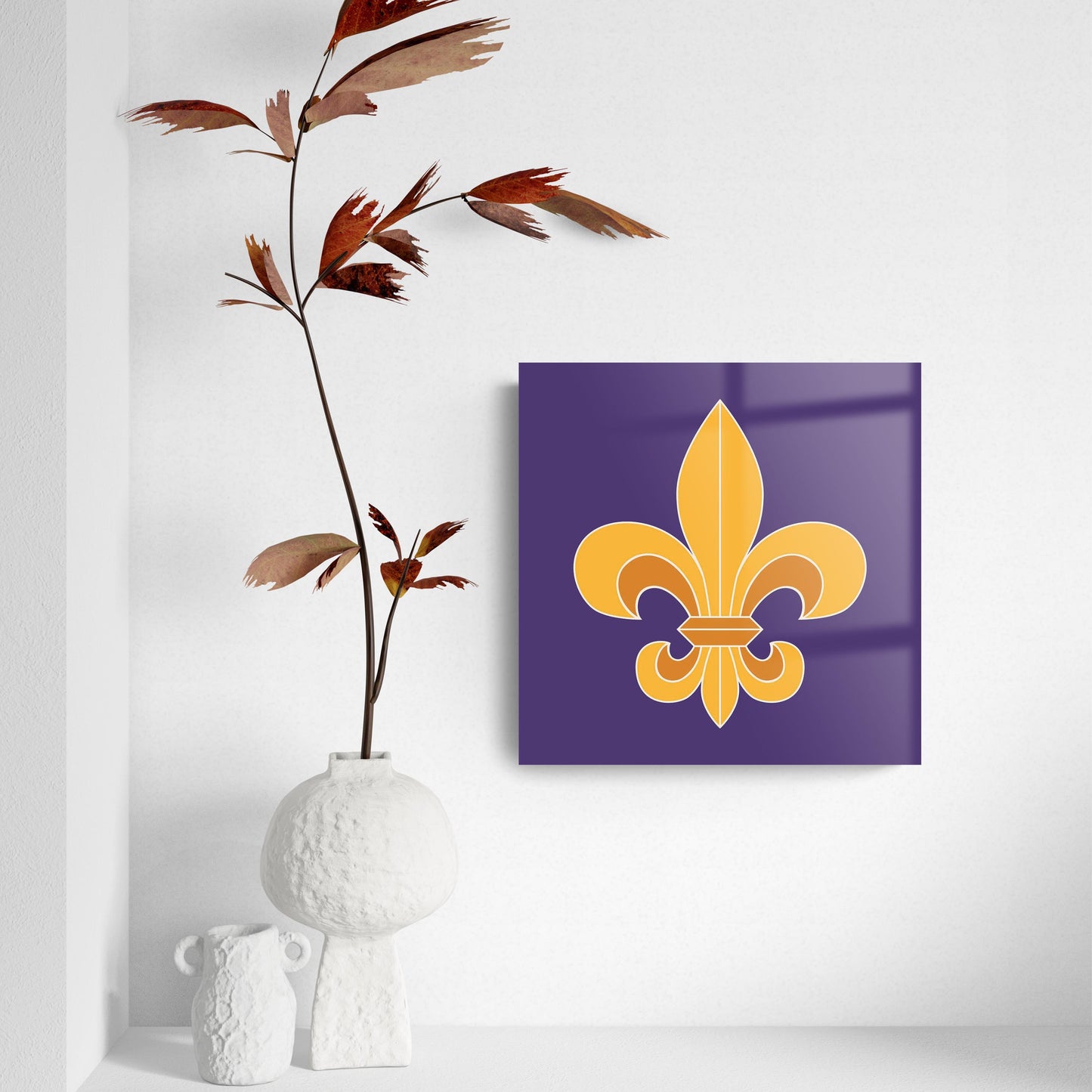Purple Gold Louisiana Fleur De Lis | Hi-Def Glass Art | Eaches | Min 2